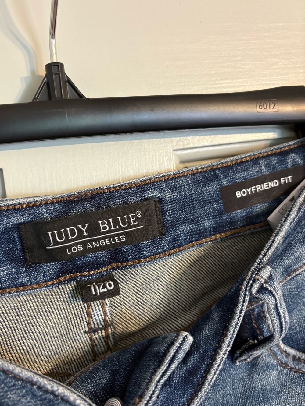 Judy Blue 7/28 Straight Leg Boyfriend Distressed Jeans with Patterned Cuff - Picture 3 of 6